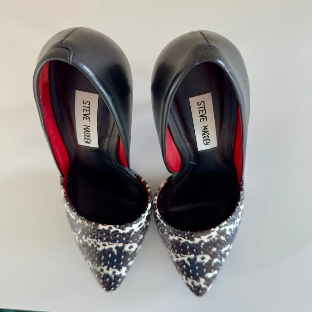 Steve Madden | Black & White Leather D’Orsay High Heel Pumps Sz 7.5 - Picture 3 of 5